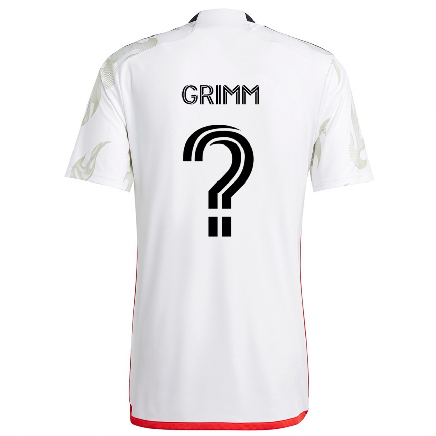 Kids Football Mason Grimm #0 White Red Black Away Jersey 2024/25 T-Shirt