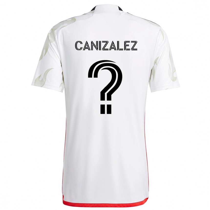 Kids Football Henry Canizalez #0 White Red Black Away Jersey 2024/25 T-Shirt