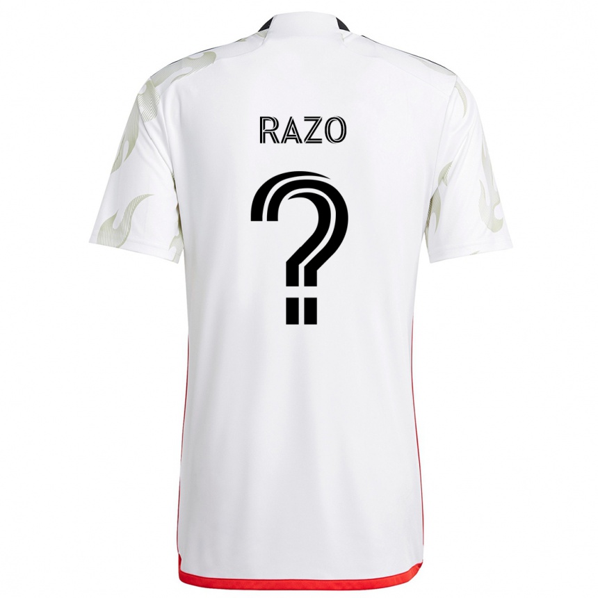 Kids Football Edgar Razo #0 White Red Black Away Jersey 2024/25 T-Shirt