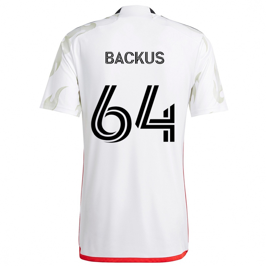 Kids Football Braeden Backus #64 White Red Black Away Jersey 2024/25 T-Shirt