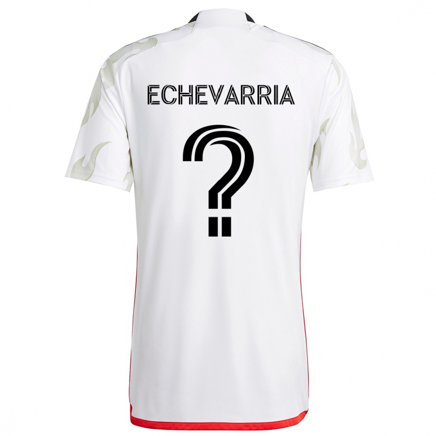 Kids Football Diego Echevarria #0 White Red Black Away Jersey 2024/25 T-Shirt