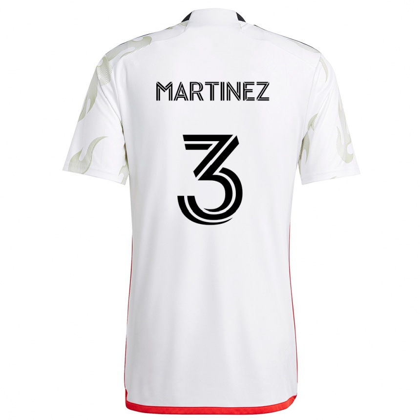 Kids Football José Antonio Martínez #3 White Red Black Away Jersey 2024/25 T-Shirt