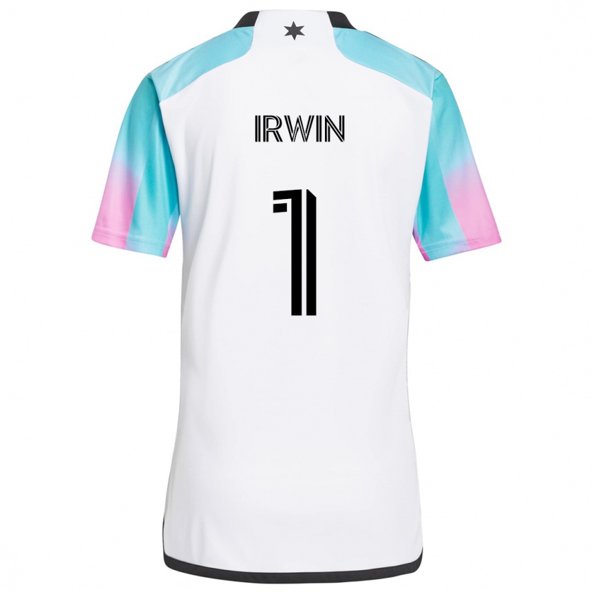 Kids Football Clint Irwin #1 White Blue Black Away Jersey 2024/25 T-Shirt