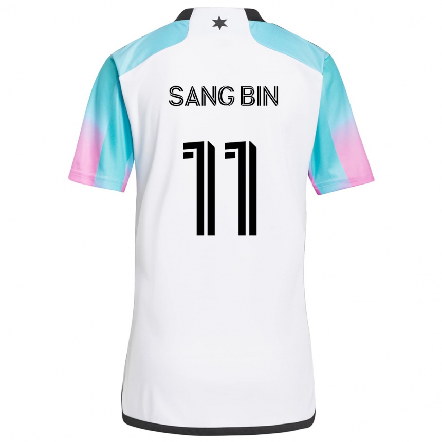 Kids Football Sang-Bin Jeong #11 White Blue Black Away Jersey 2024/25 T-Shirt