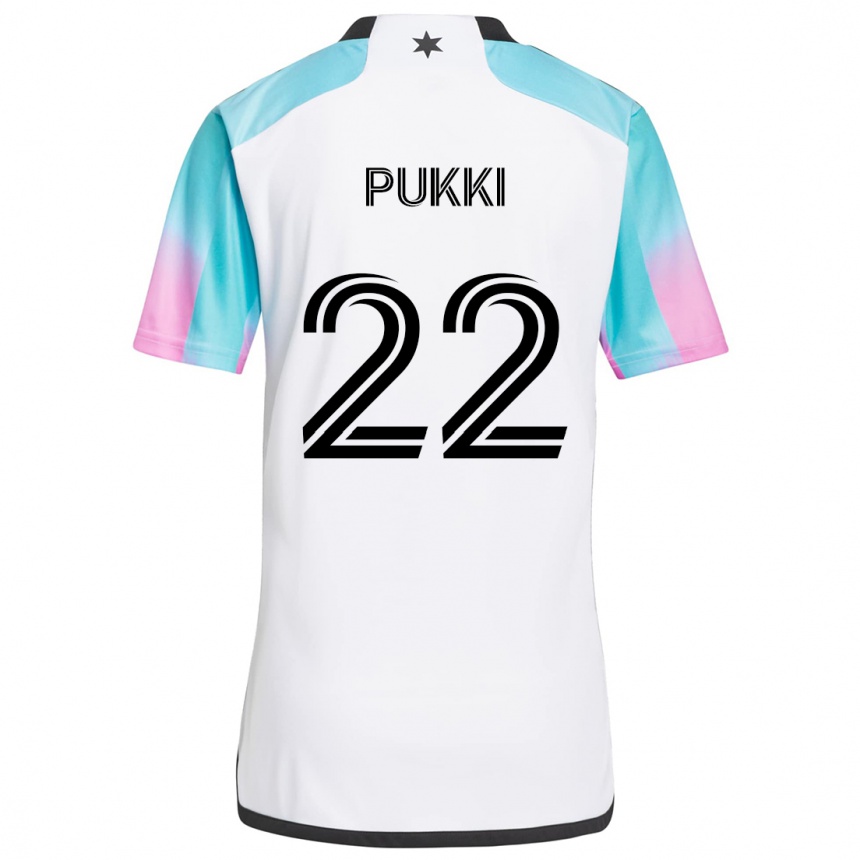 Kids Football Teemu Pukki #22 White Blue Black Away Jersey 2024/25 T-Shirt