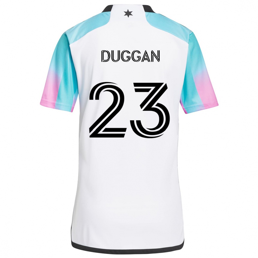 Kids Football Morris Duggan #23 White Blue Black Away Jersey 2024/25 T-Shirt