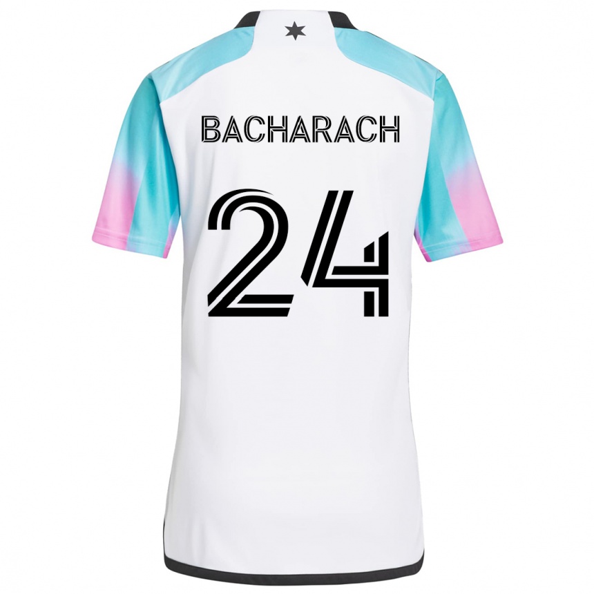 Kids Football Hugo Bacharach #24 White Blue Black Away Jersey 2024/25 T-Shirt