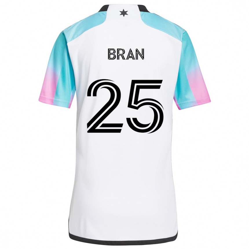 Kids Football Alejandro Bran #25 White Blue Black Away Jersey 2024/25 T-Shirt