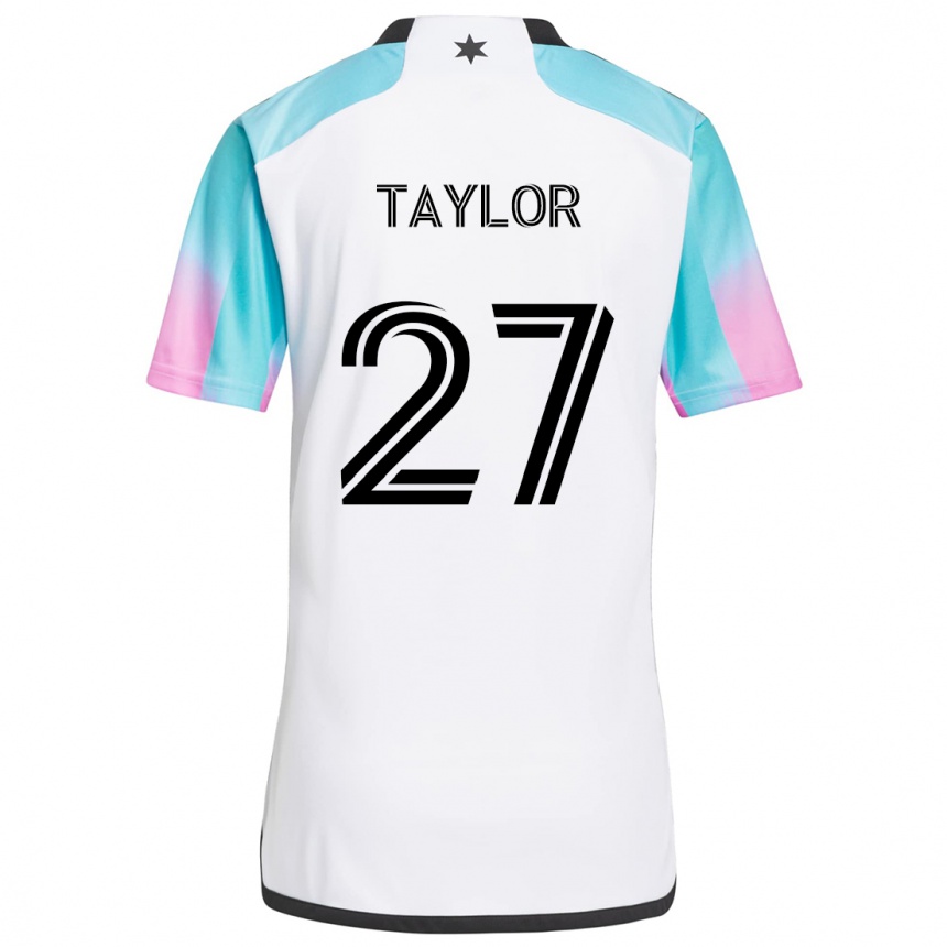 Kids Football D.j. Taylor #27 White Blue Black Away Jersey 2024/25 T-Shirt