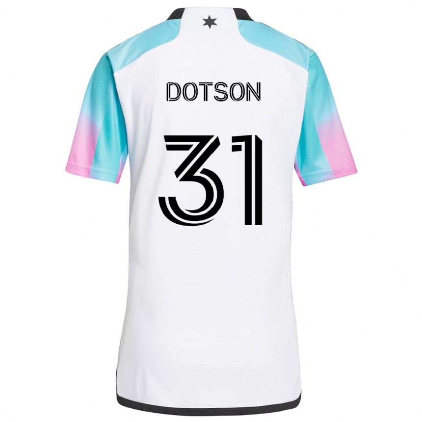 Kids Football Hassani Dotson #31 White Blue Black Away Jersey 2024/25 T-Shirt