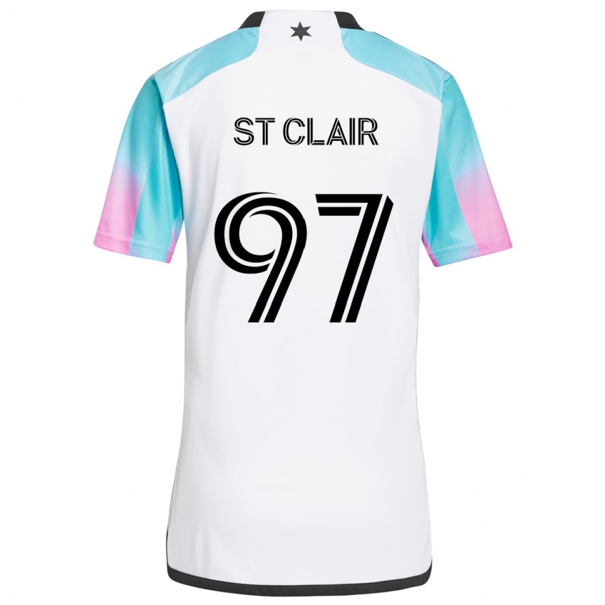 Kids Football Dayne St. Clair #97 White Blue Black Away Jersey 2024/25 T-Shirt