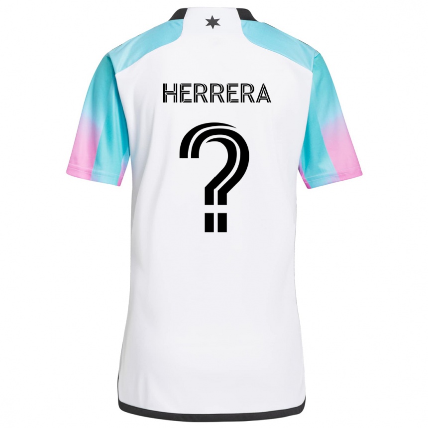 Kids Football Oscar Herrera #0 White Blue Black Away Jersey 2024/25 T-Shirt