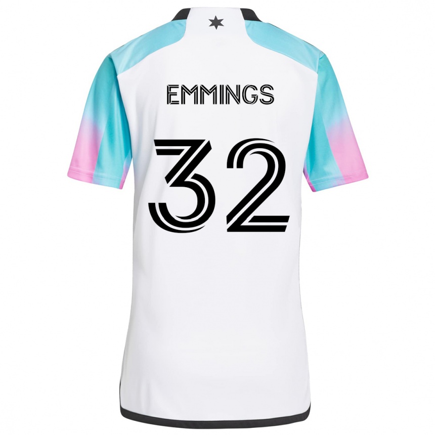 Kids Football Fred Emmings #32 White Blue Black Away Jersey 2024/25 T-Shirt