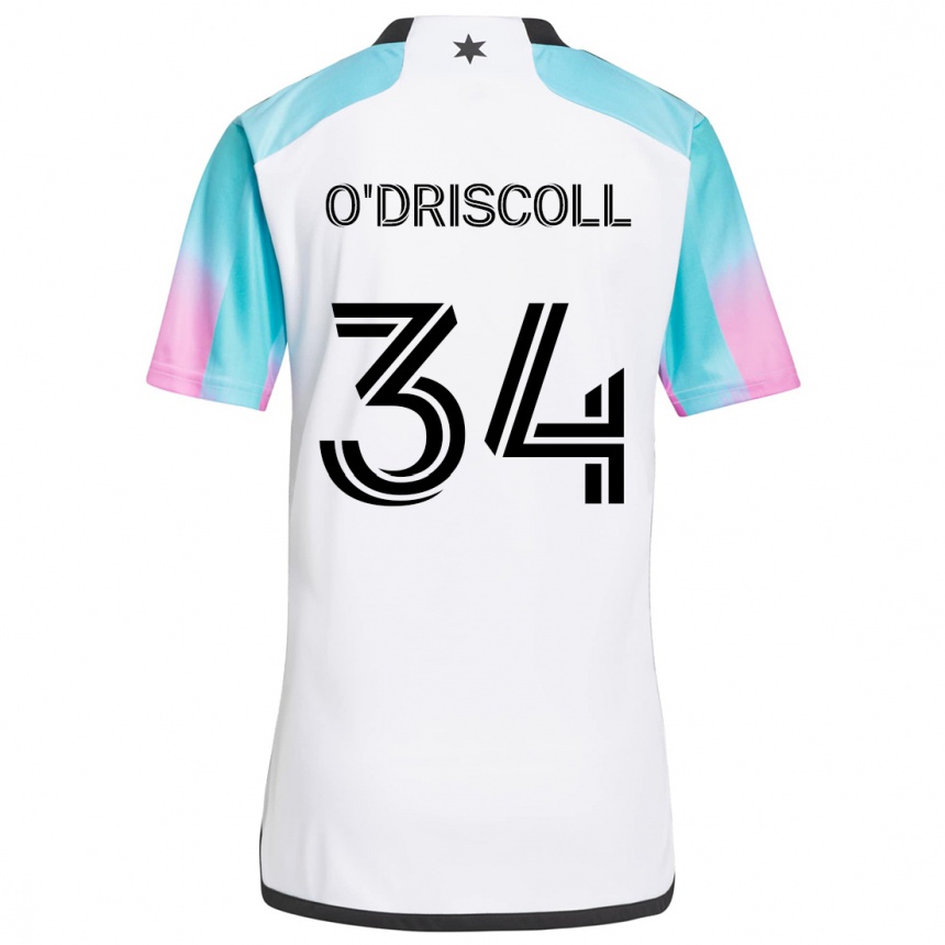 Kids Football Rory O'driscoll #34 White Blue Black Away Jersey 2024/25 T-Shirt