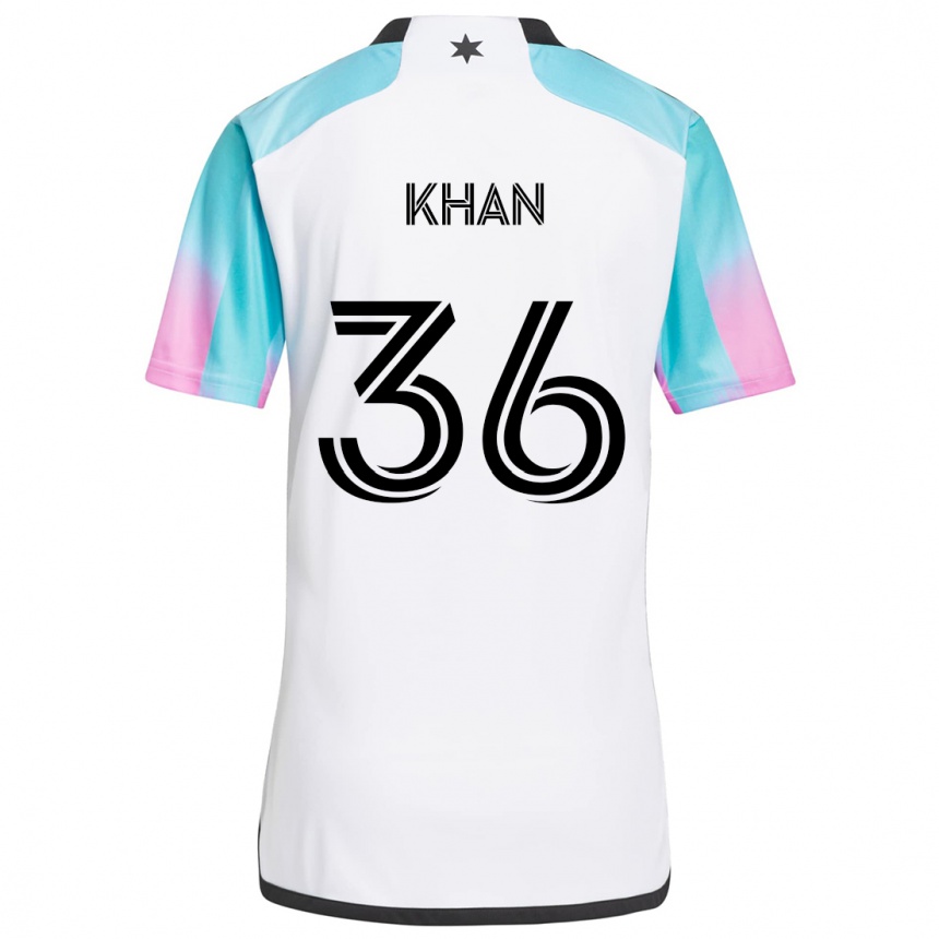 Kids Football Molik Khan #36 White Blue Black Away Jersey 2024/25 T-Shirt