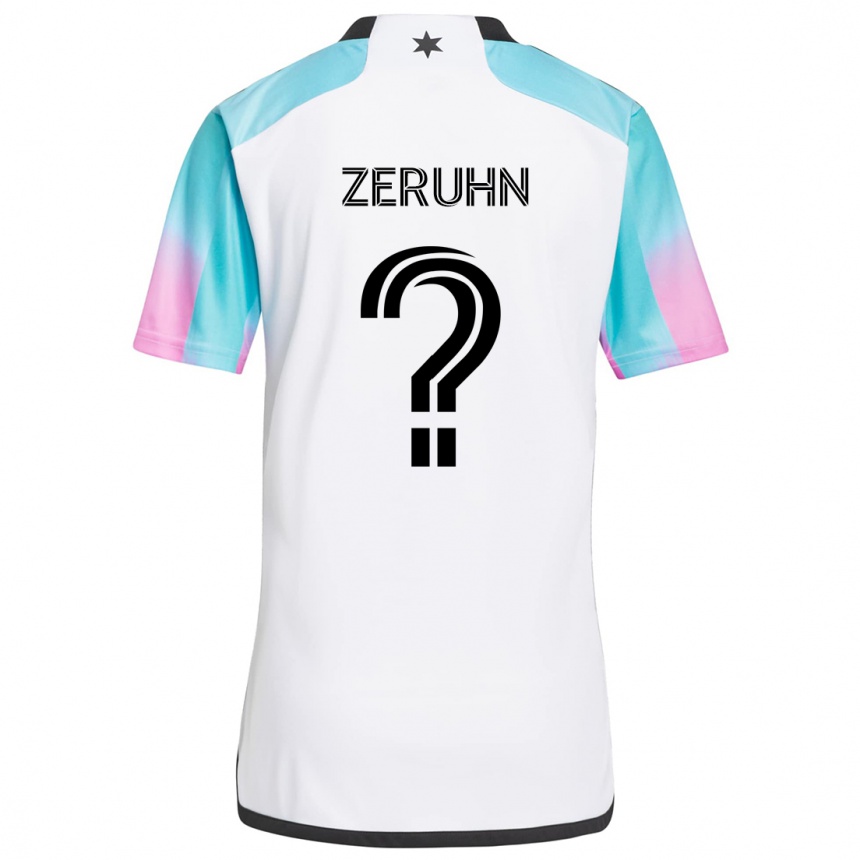 Kids Football Kai Zeruhn #0 White Blue Black Away Jersey 2024/25 T-Shirt