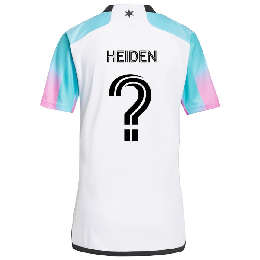 Kids Football Adam Heiden #0 White Blue Black Away Jersey 2024/25 T-Shirt