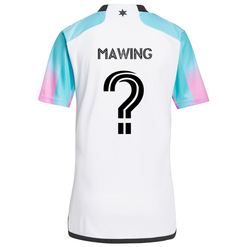 Kids Football Dominic Mawing #0 White Blue Black Away Jersey 2024/25 T-Shirt