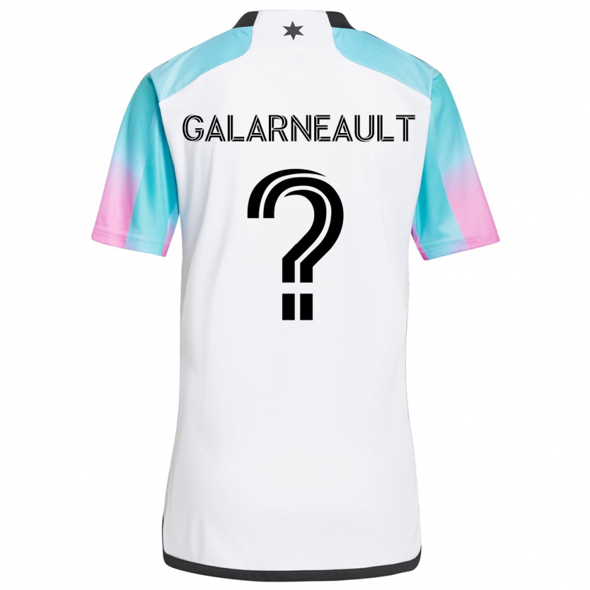 Kids Football Benjamin Galarneault #0 White Blue Black Away Jersey 2024/25 T-Shirt