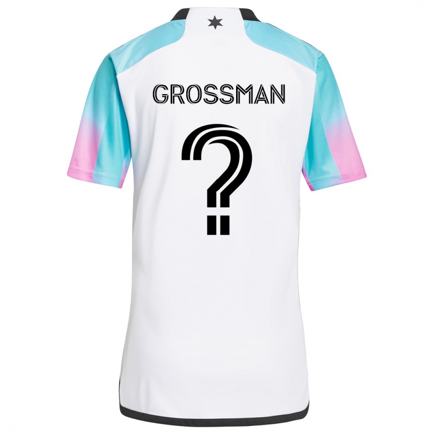 Kids Football Jack Grossman #0 White Blue Black Away Jersey 2024/25 T-Shirt