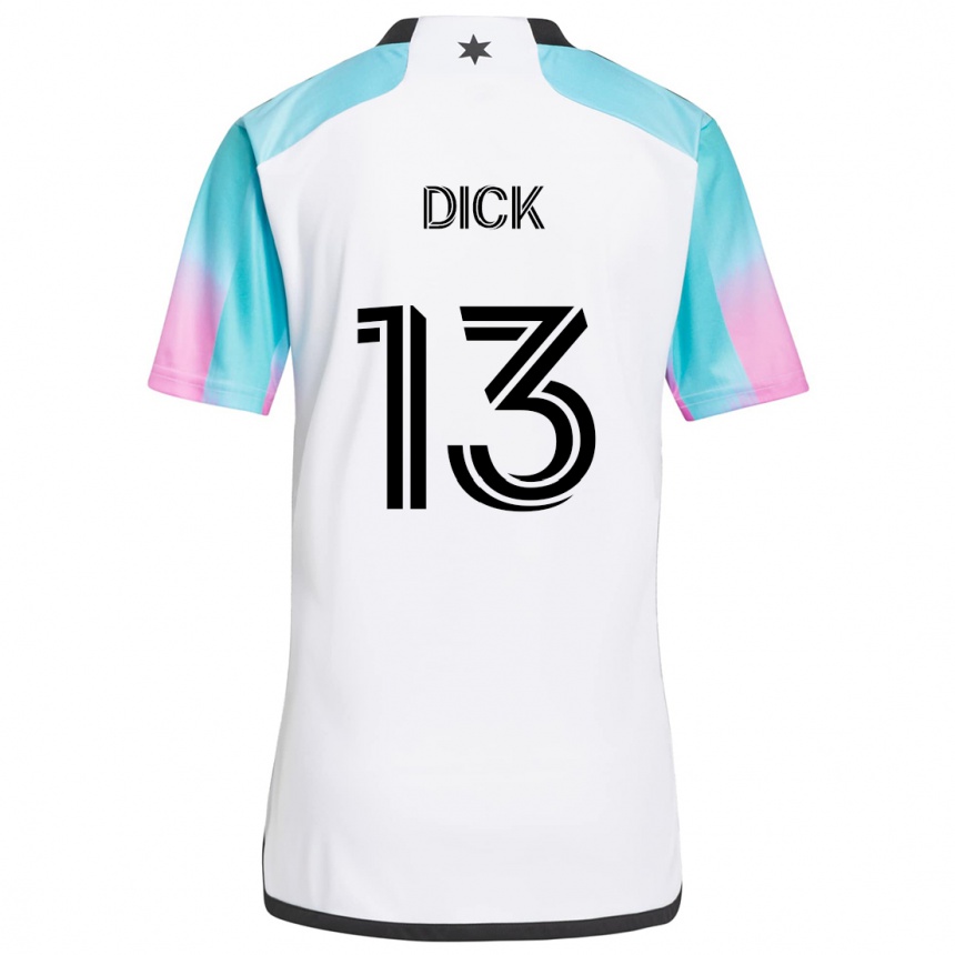 Kids Football Eric Dick #13 White Blue Black Away Jersey 2024/25 T-Shirt