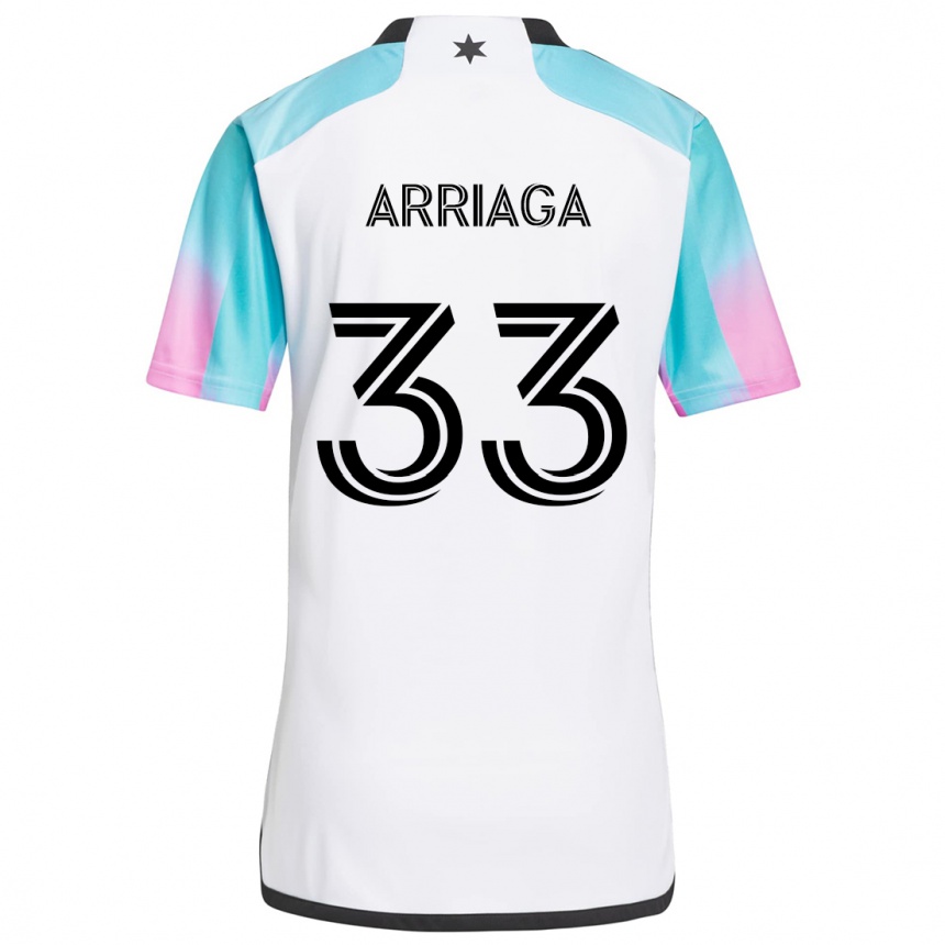 Kids Football Kervin Arriaga #33 White Blue Black Away Jersey 2024/25 T-Shirt