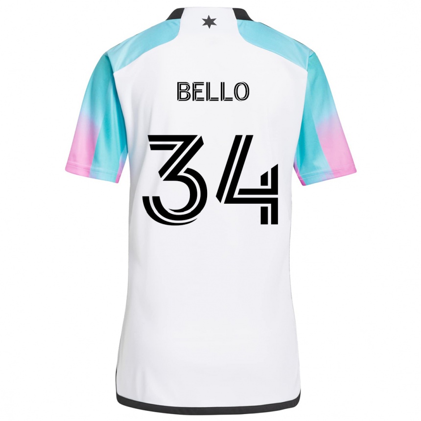 Kids Football Zaydan Bello #34 White Blue Black Away Jersey 2024/25 T-Shirt