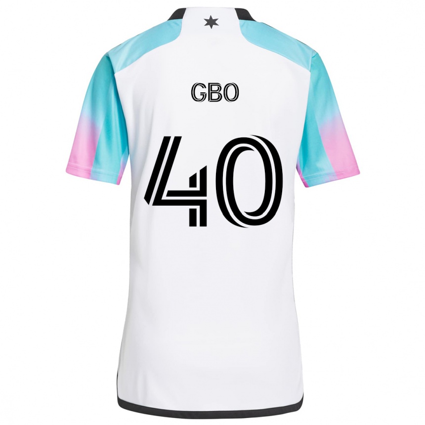 Kids Football Cedrik Gbo #40 White Blue Black Away Jersey 2024/25 T-Shirt