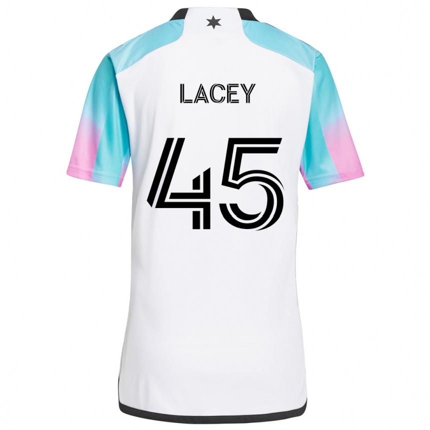 Kids Football Kameron Lacey #45 White Blue Black Away Jersey 2024/25 T-Shirt