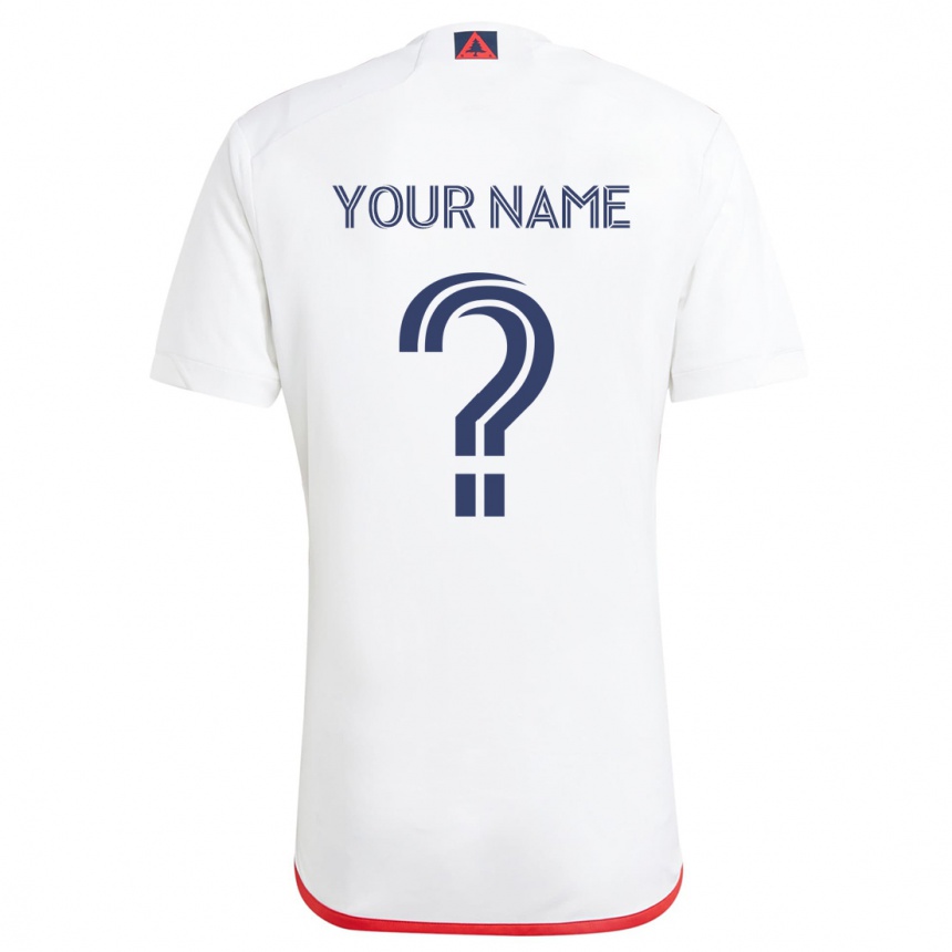 Kids Football Your Name #0 White Red Away Jersey 2024/25 T-Shirt