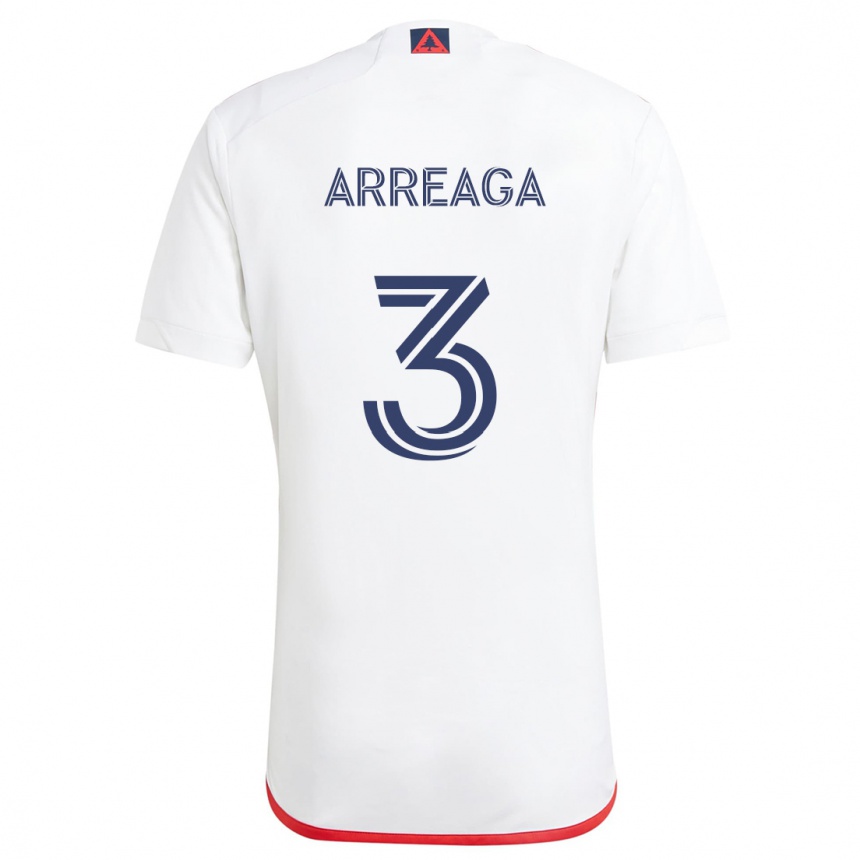 Kids Football Xavier Arreaga #3 White Red Away Jersey 2024/25 T-Shirt