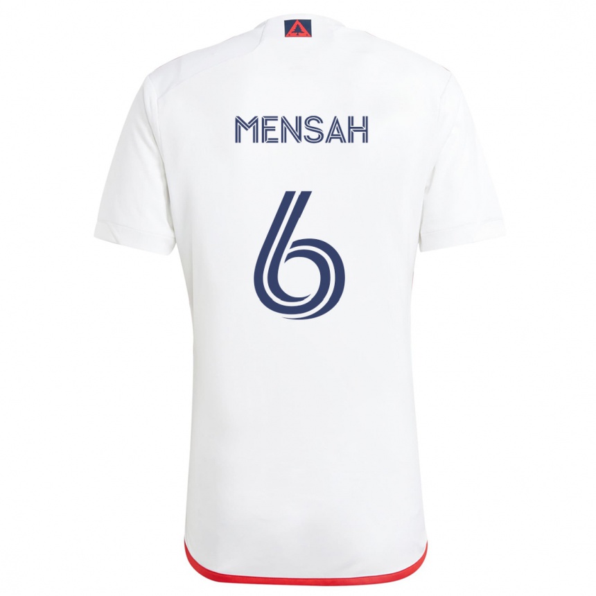 Kids Football Jonathan Mensah #6 White Red Away Jersey 2024/25 T-Shirt