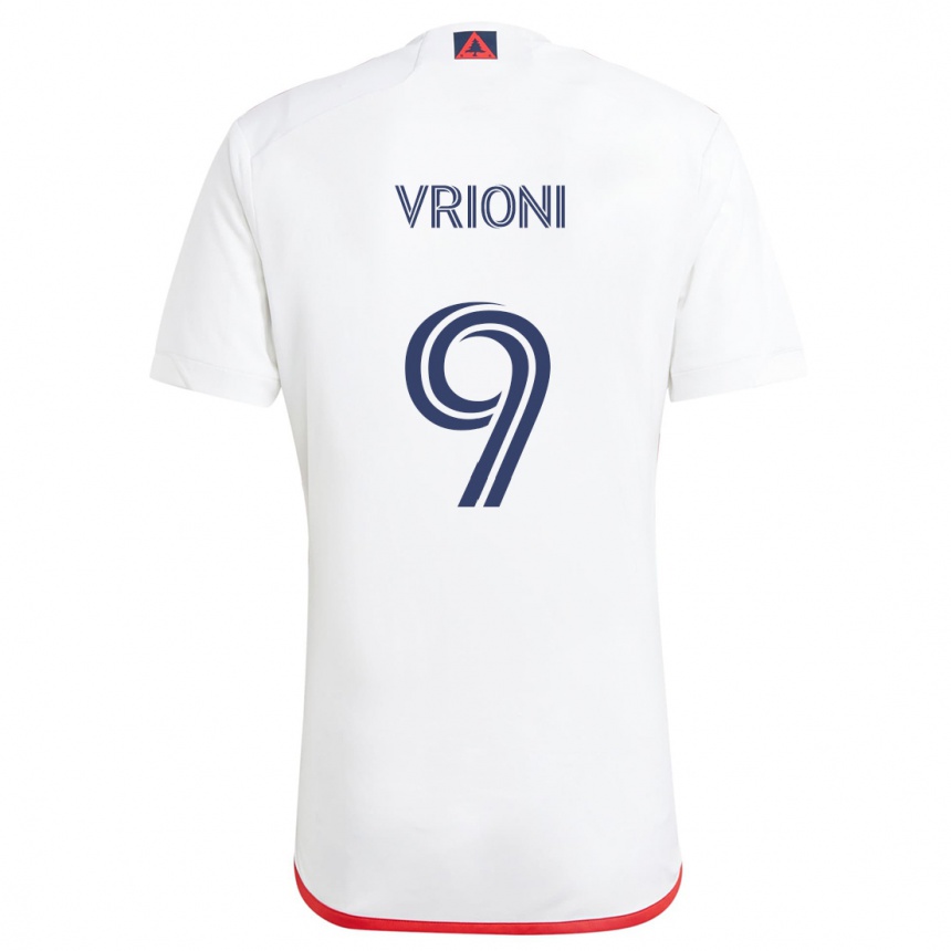 Kids Football Giacomo Vrioni #9 White Red Away Jersey 2024/25 T-Shirt