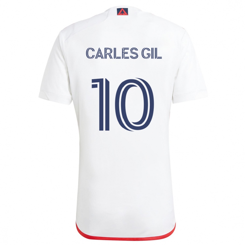 Kids Football Carles Gil #10 White Red Away Jersey 2024/25 T-Shirt