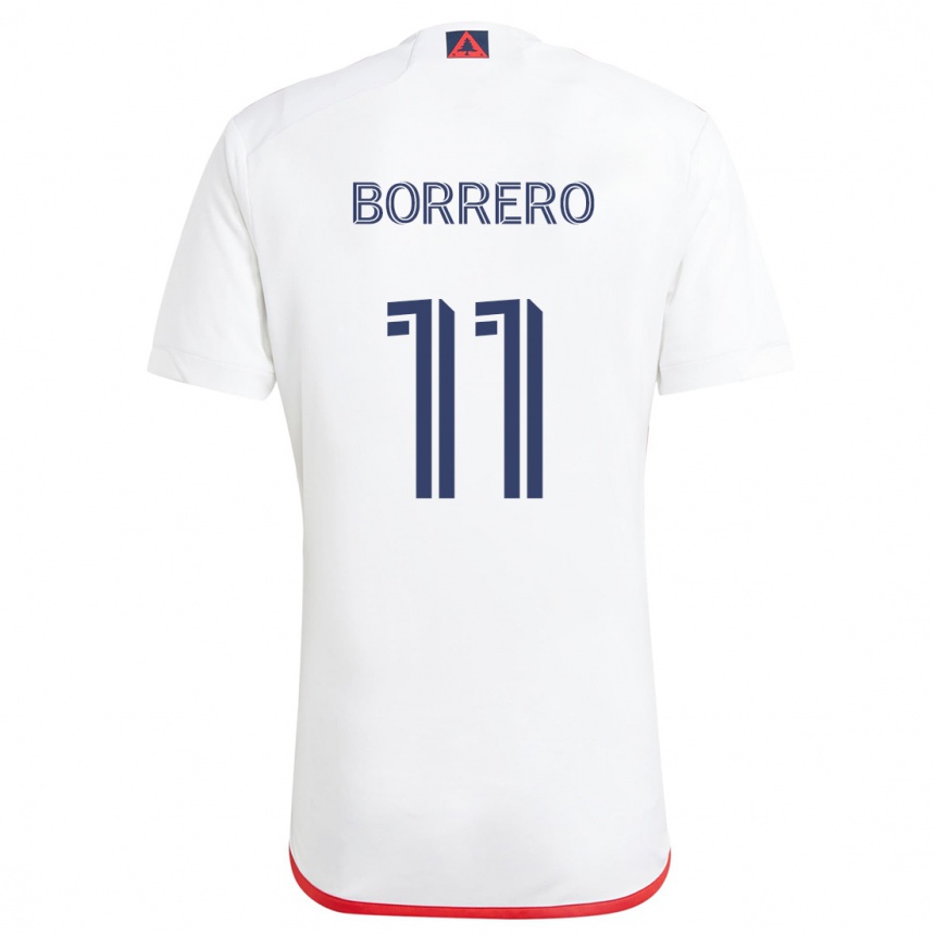 Kids Football Dylan Borrero #11 White Red Away Jersey 2024/25 T-Shirt