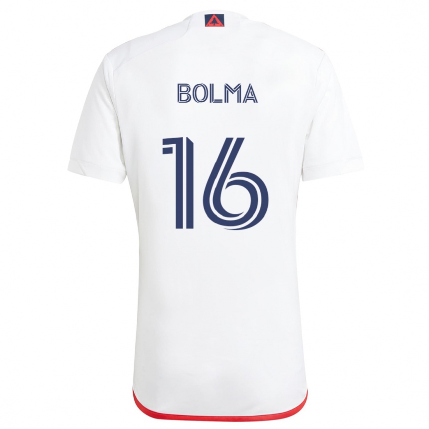 Kids Football Josh Bolma #16 White Red Away Jersey 2024/25 T-Shirt