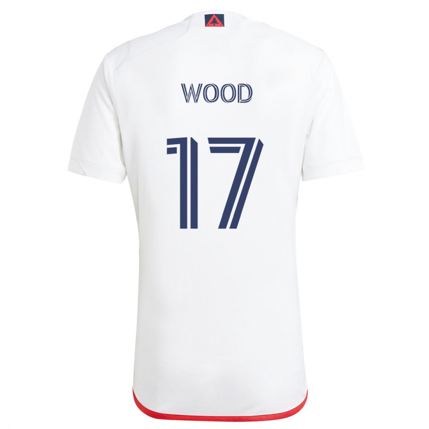 Kids Football Bobby Wood #17 White Red Away Jersey 2024/25 T-Shirt