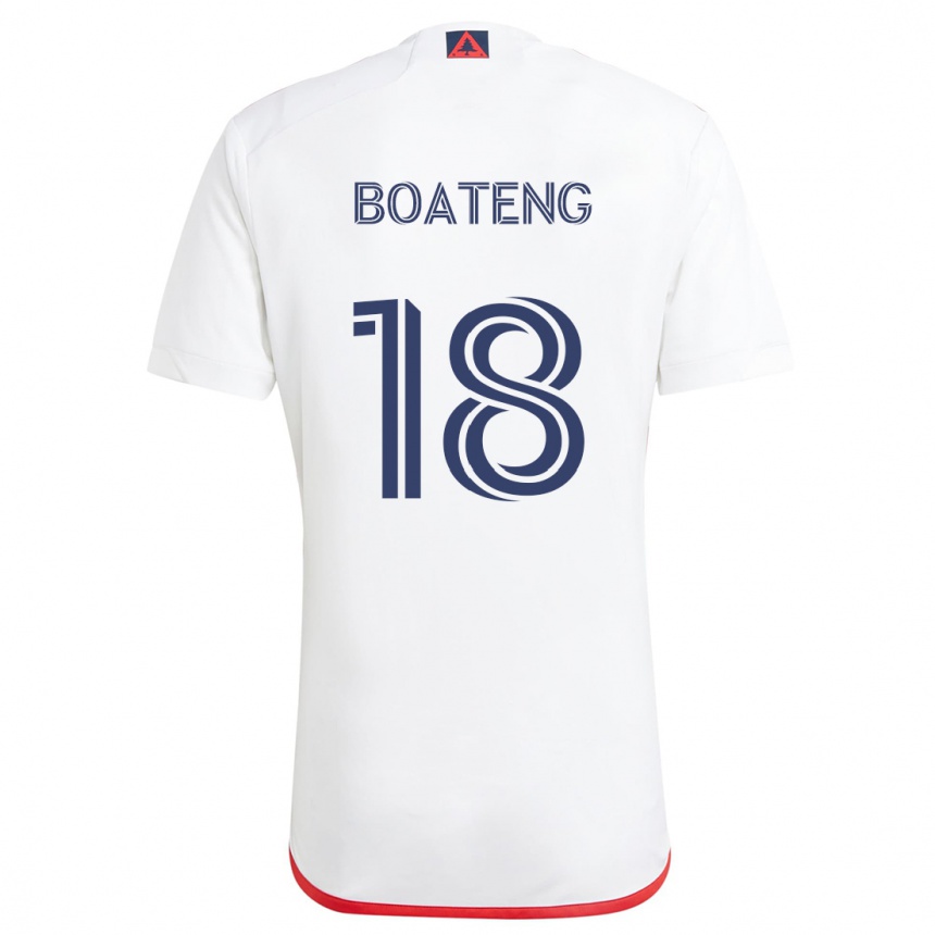 Kids Football Emmanuel Boateng #18 White Red Away Jersey 2024/25 T-Shirt