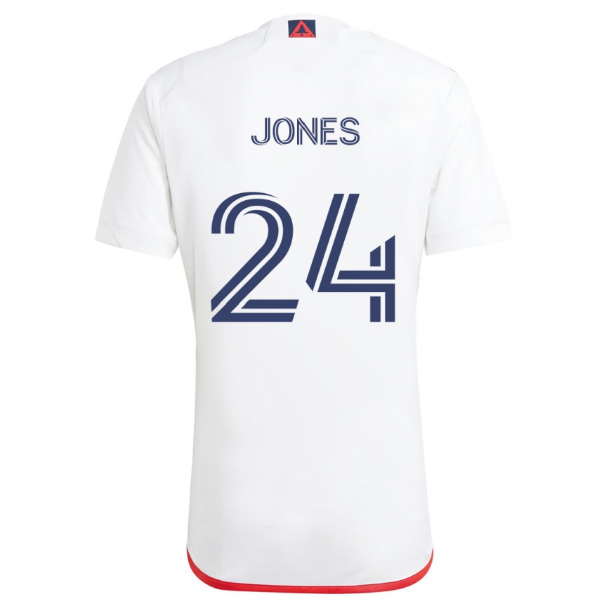 Kids Football Dejuan Jones #24 White Red Away Jersey 2024/25 T-Shirt