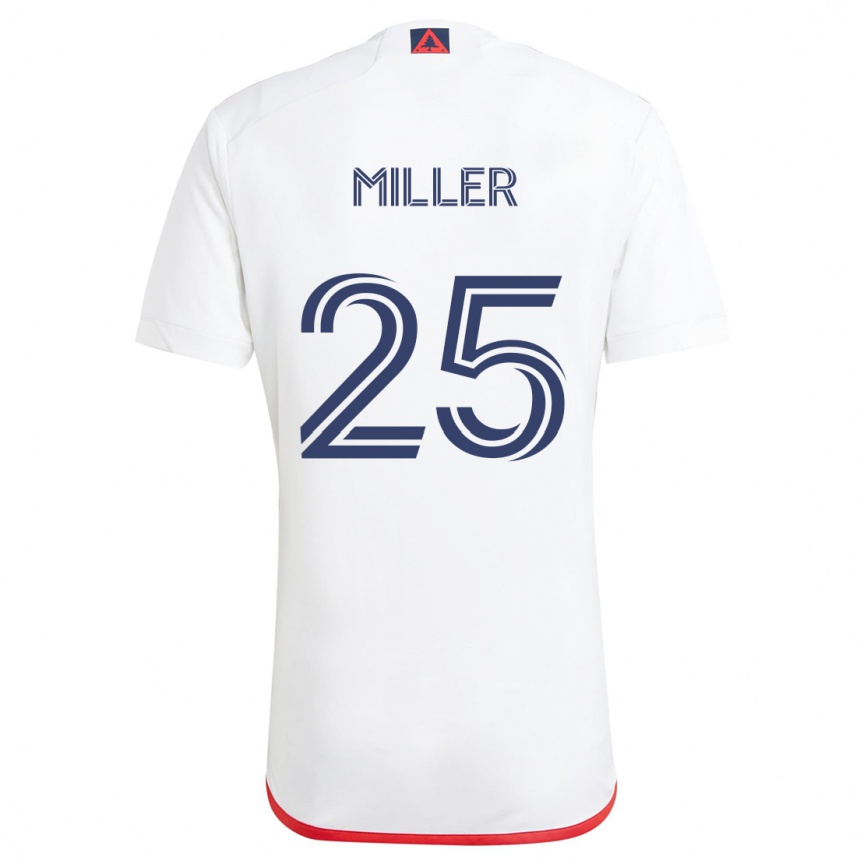 Kids Football Peyton Miller #25 White Red Away Jersey 2024/25 T-Shirt