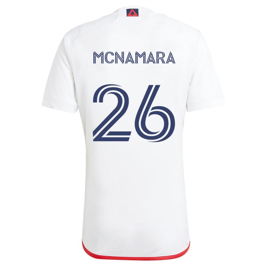 Kids Football Tommy Mcnamara #26 White Red Away Jersey 2024/25 T-Shirt