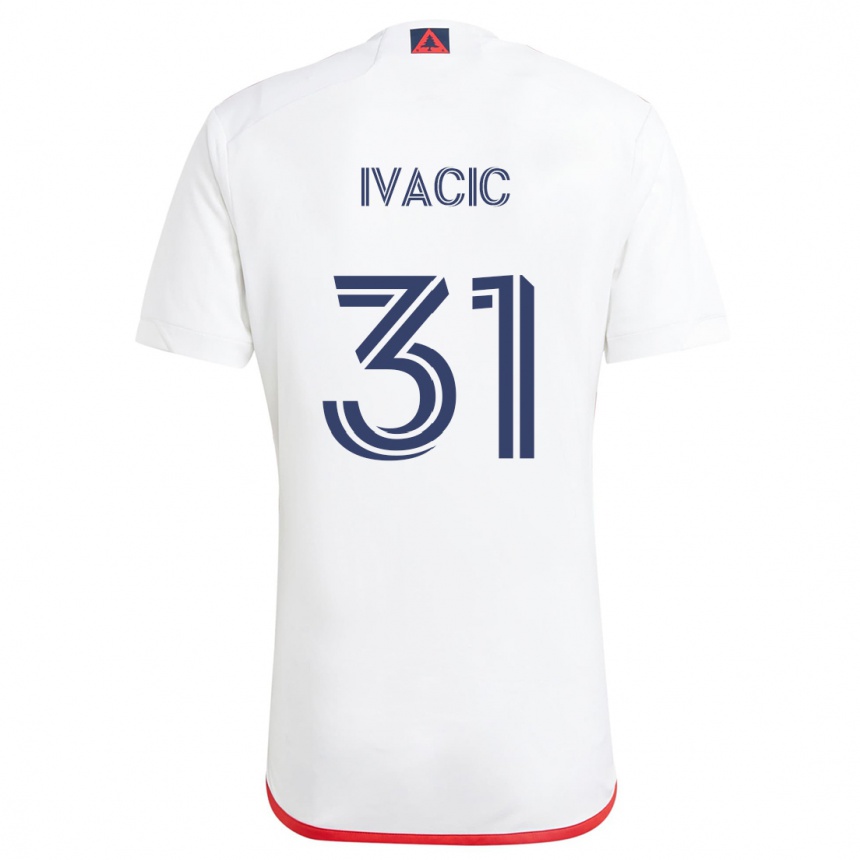 Kids Football Aljaz Ivacic #31 White Red Away Jersey 2024/25 T-Shirt