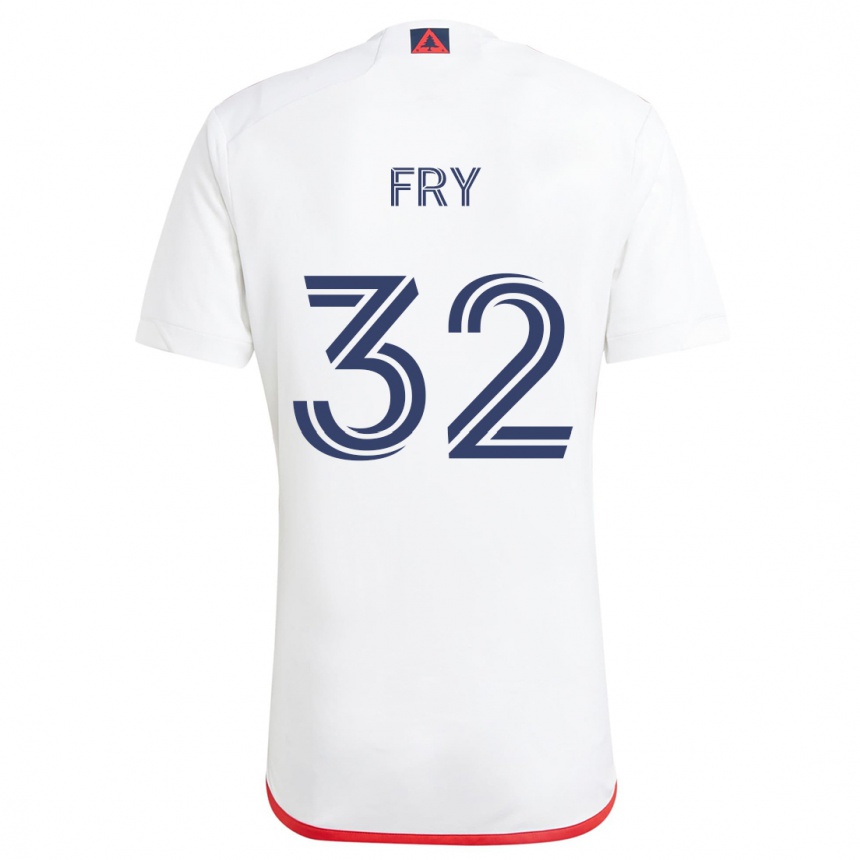 Kids Football Malcolm Fry #32 White Red Away Jersey 2024/25 T-Shirt