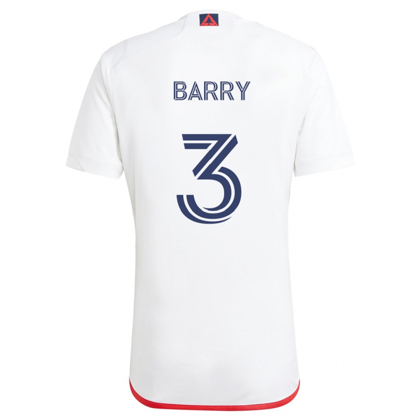 Kids Football Hesron Barry #3 White Red Away Jersey 2024/25 T-Shirt