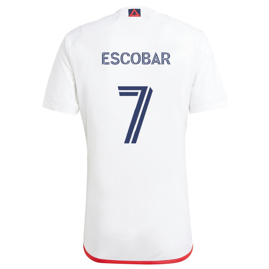 Kids Football Olger Escobar #7 White Red Away Jersey 2024/25 T-Shirt