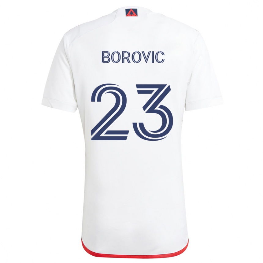 Kids Football Luka Borovic #23 White Red Away Jersey 2024/25 T-Shirt