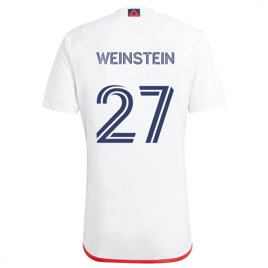 Kids Football Max Weinstein #27 White Red Away Jersey 2024/25 T-Shirt