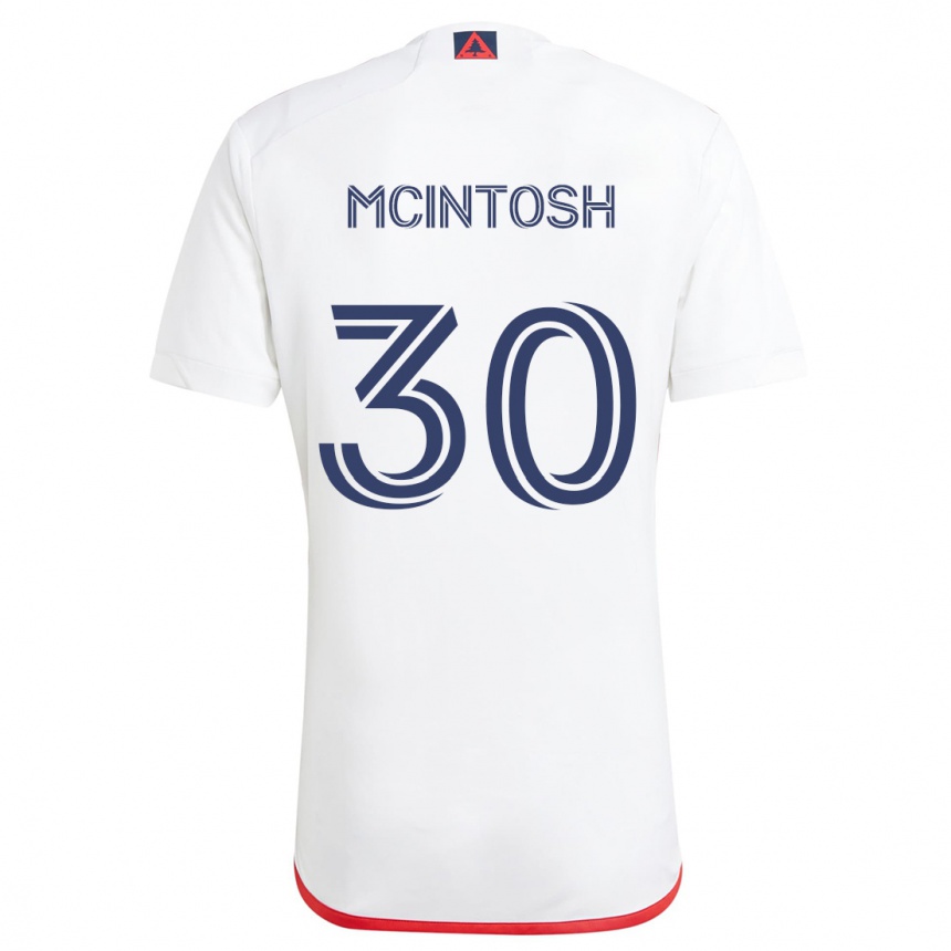 Kids Football Damario Mcintosh #30 White Red Away Jersey 2024/25 T-Shirt