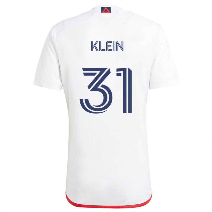 Kids Football Eric Klein #31 White Red Away Jersey 2024/25 T-Shirt