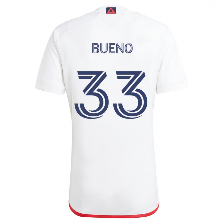 Kids Football Brandonn Bueno #33 White Red Away Jersey 2024/25 T-Shirt